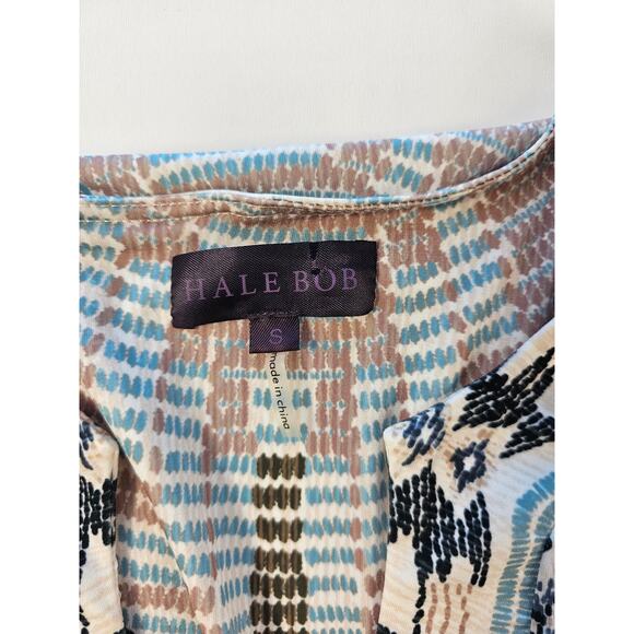 Hale Bob small tribal Aztec geometric lined shift dress printed split neck EUC - Picture 5 of 9